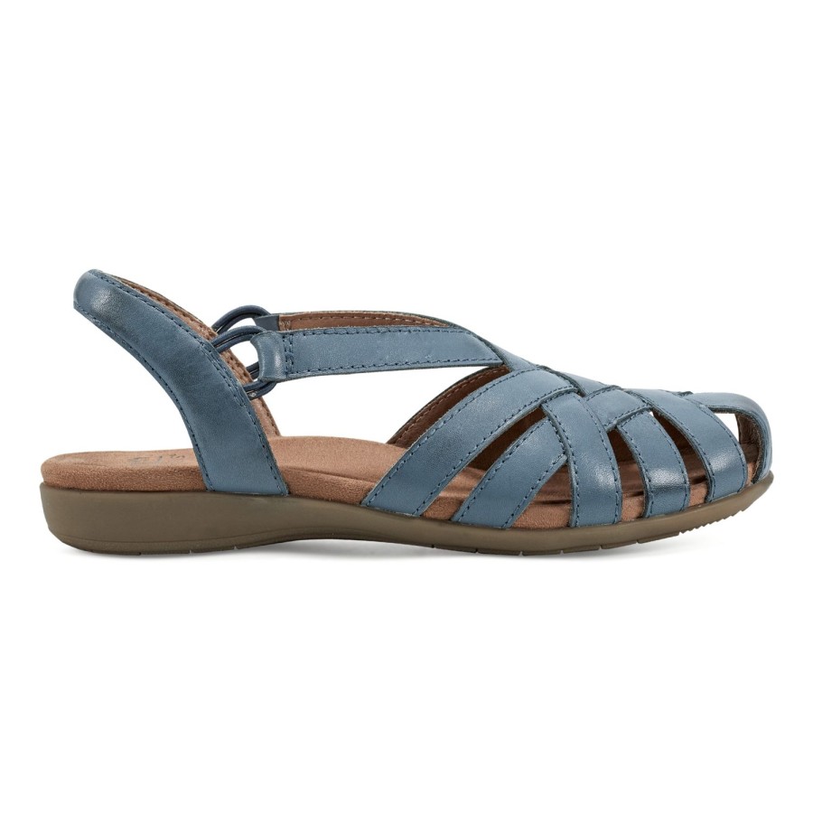 Casual Earth Shoes | Berri Woven Casual Round Toe Slip-On Sandals Medium Blue