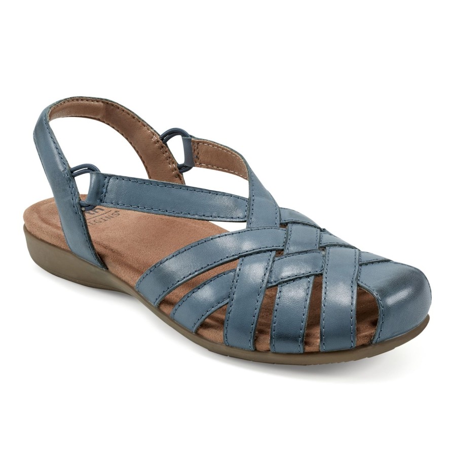 Casual Earth Shoes | Berri Woven Casual Round Toe Slip-On Sandals Medium Blue