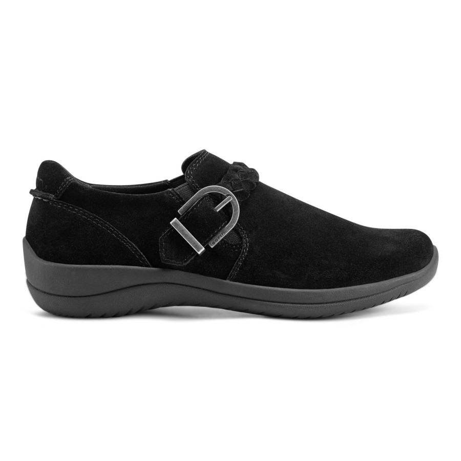 Casual Earth Shoes | Farage Round Toe Casual Slip-On Flats Black