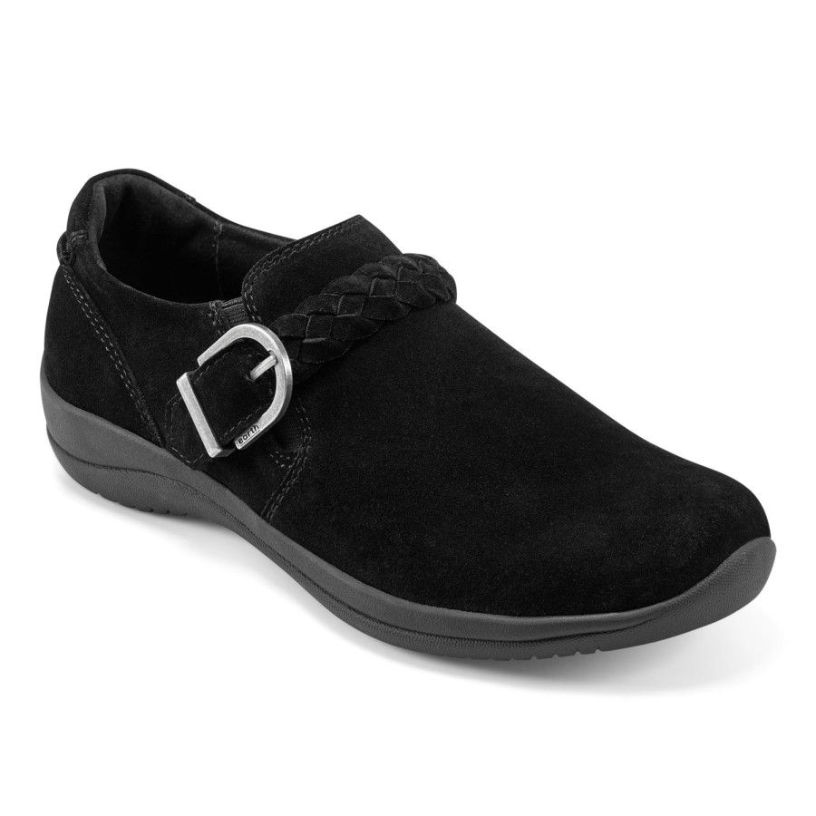 Casual Earth Shoes | Farage Round Toe Casual Slip-On Flats Black