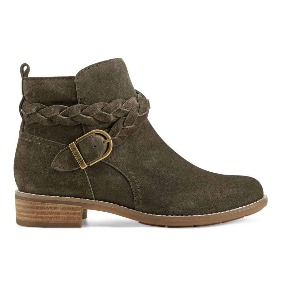 Boots & Booties Earth Shoes | Nicole Round Toe Casual Booties Dark Green