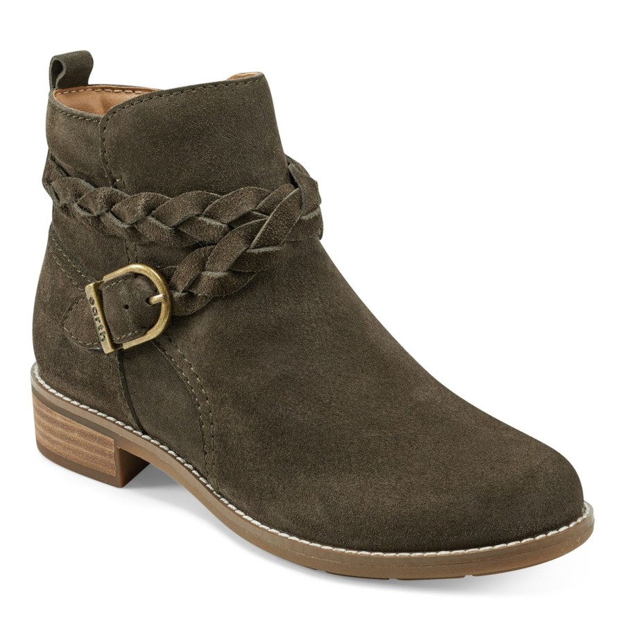 Boots & Booties Earth Shoes | Nicole Round Toe Casual Booties Dark Green