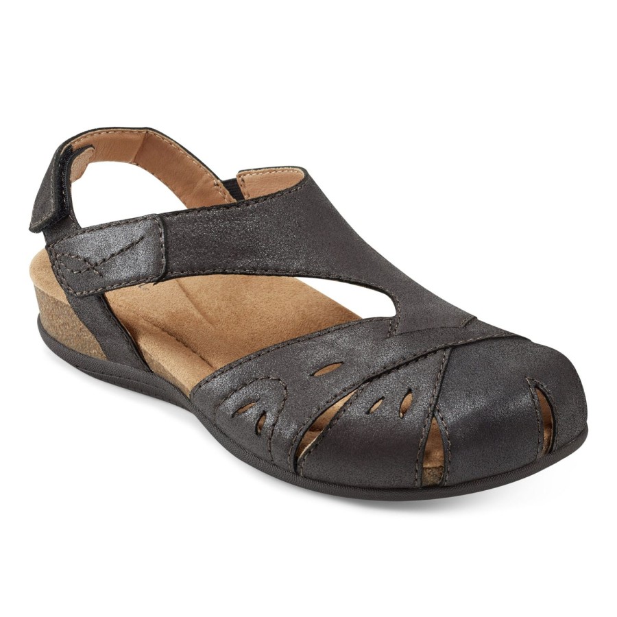 Casual Earth Shoes | Birdine Casual Round Toe Slip-On Sandals Dark Brown