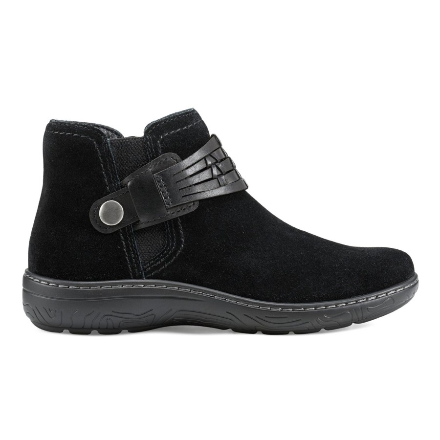 Boots & Booties Earth Shoes | Synal Flat Casual Booties Black