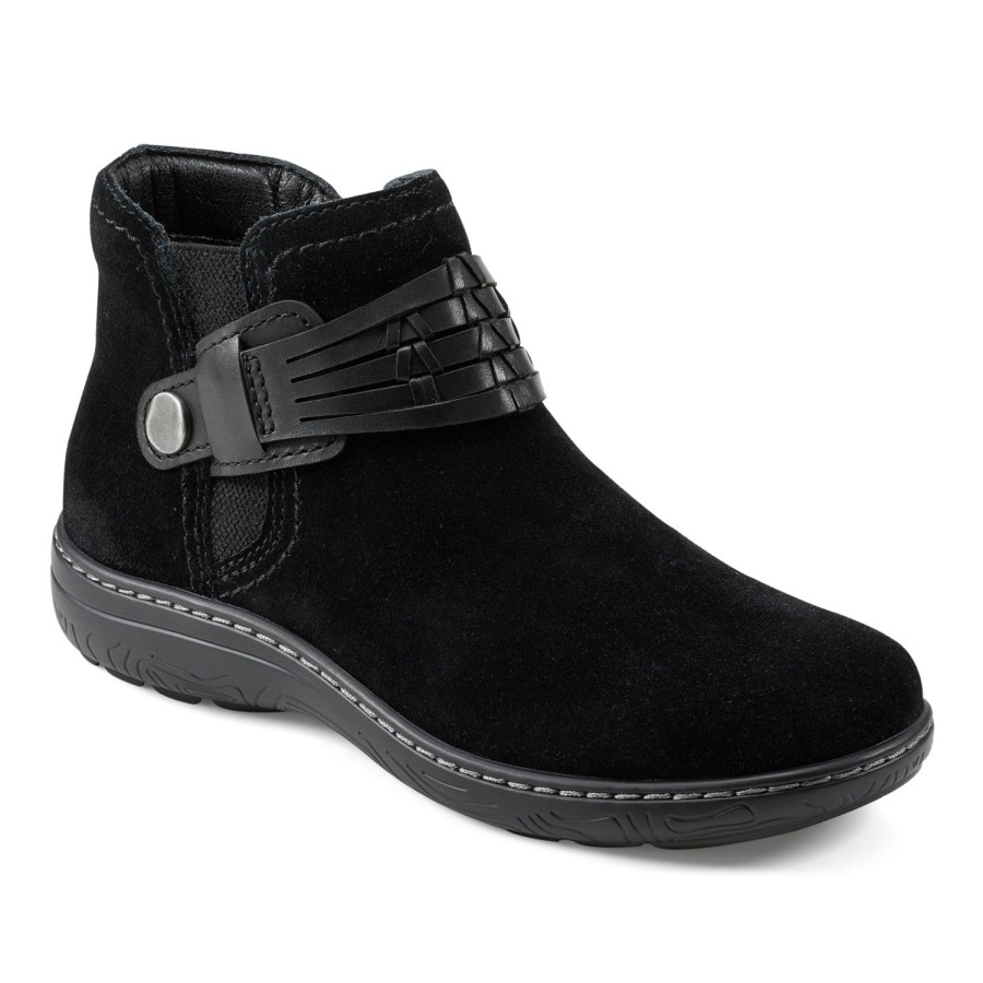 Boots & Booties Earth Shoes | Synal Flat Casual Booties Black