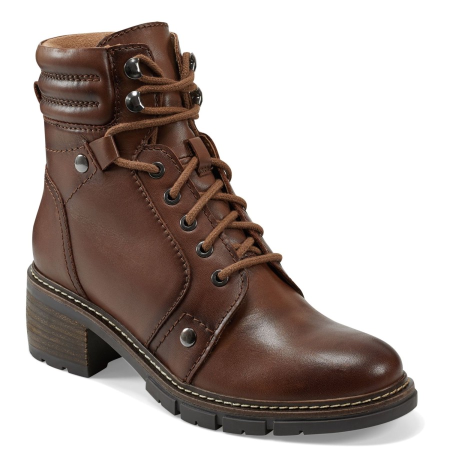 Boots & Booties Earth Shoes | Judie Block Heel Lug Sole Casual Booties Medium Brown