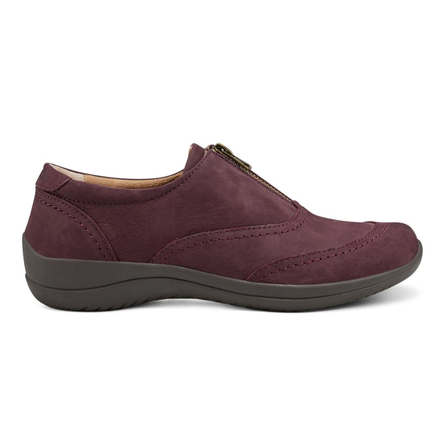 Casual Earth Shoes | Fannie Round Toe Casual Slip-On Flats Dark Red