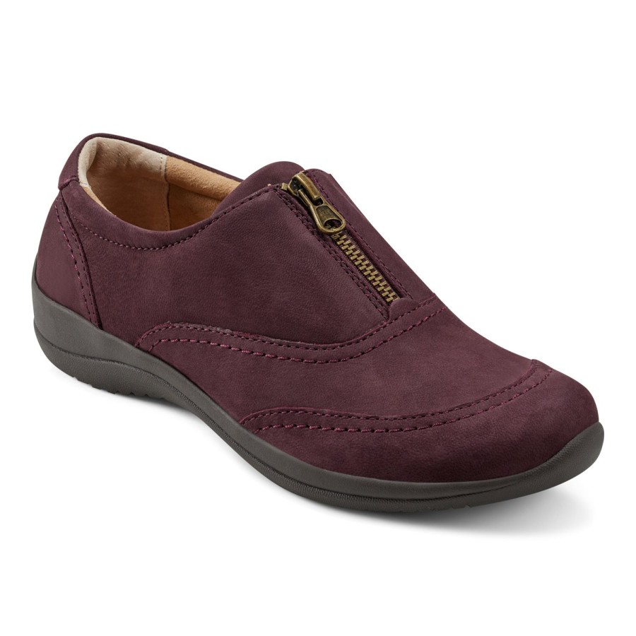 Casual Earth Shoes | Fannie Round Toe Casual Slip-On Flats Dark Red