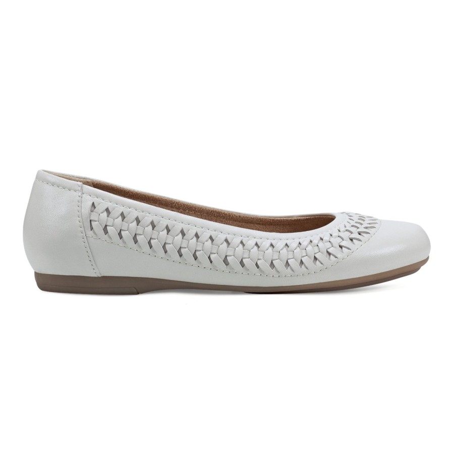 Casual Earth Shoes | Jett Woven Round Toe Slip-On Dress Flats Ivory