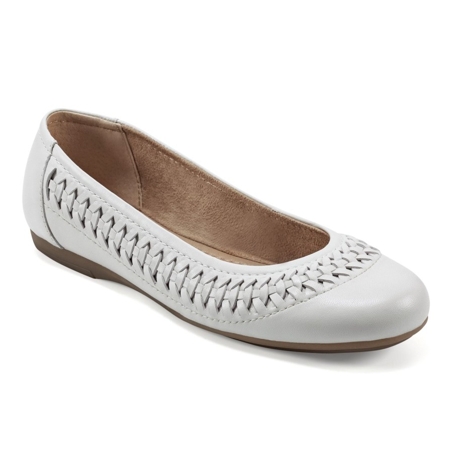 Casual Earth Shoes | Jett Woven Round Toe Slip-On Dress Flats Ivory