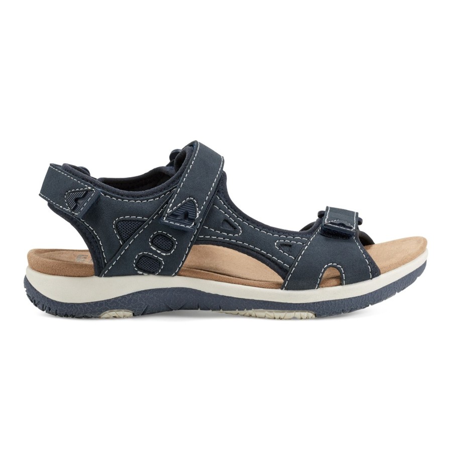 Casual Earth Shoes | Skylar Round Toe Lightweight Casual Flat Sandals Dark Blue