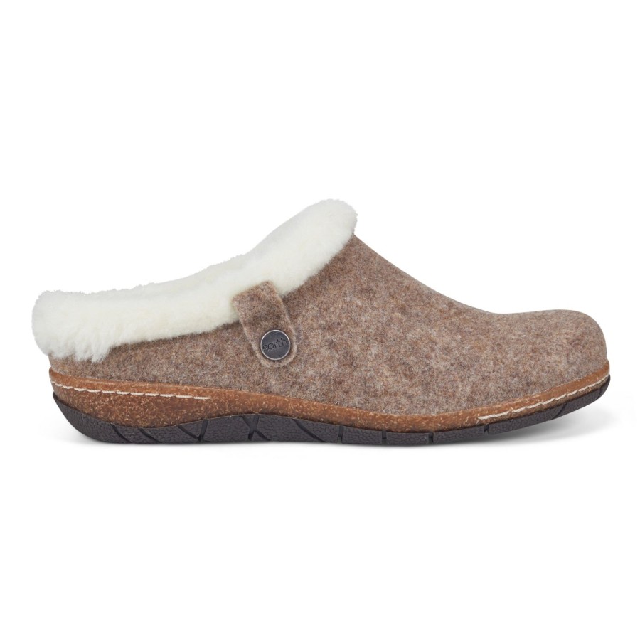 Casual Earth Shoes | Elena Cold Weather Round Toe Casual Slip-On Clogs Brown