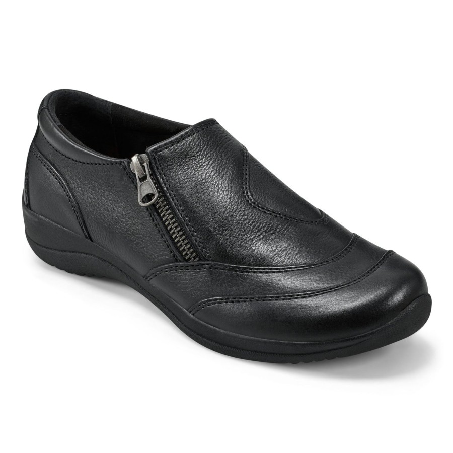 Casual Earth Shoes | Farraday Round Toe Casual Slip-On Flats Black