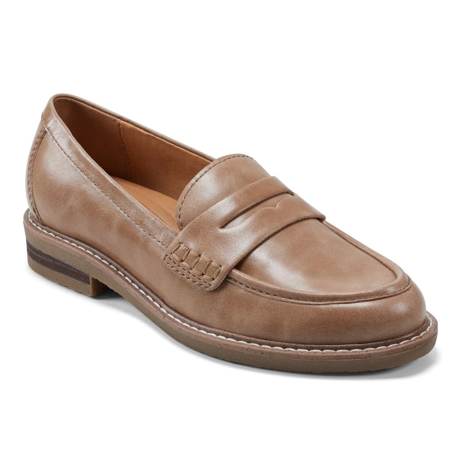 Casual Earth Shoes | Javas Round Toe Casual Slip-On Penny Loafers Alpaca Brown