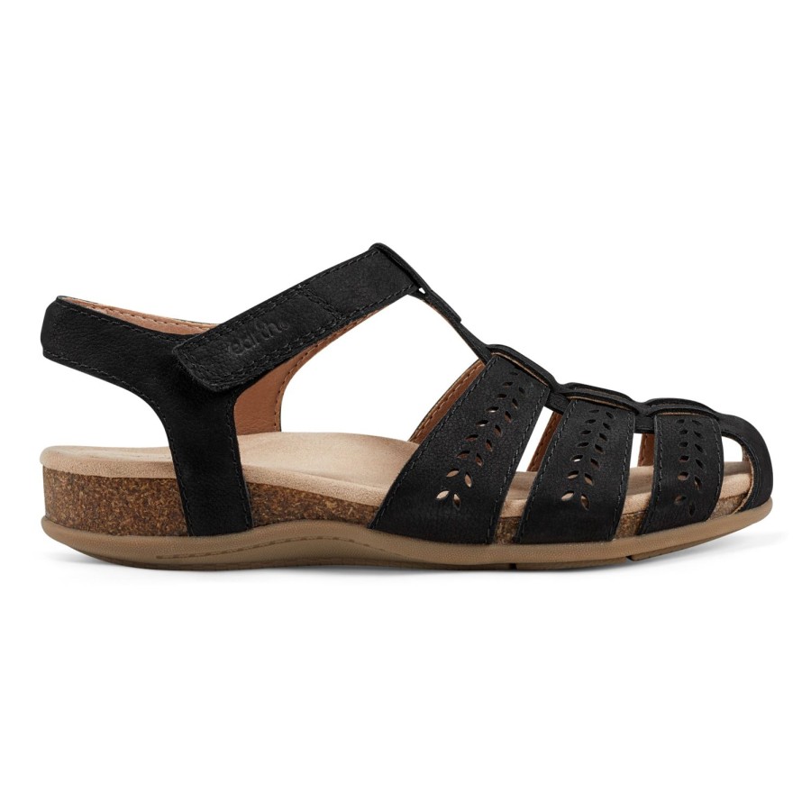 Casual Earth Shoes | Birdy Casual Round Toe Slip-On Sandals Black