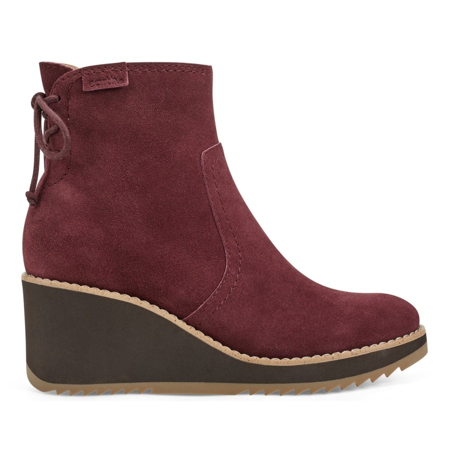 Boots & Booties Earth Shoes | Calia Round Toe Casual Wedge Ankle Booties Dark Red