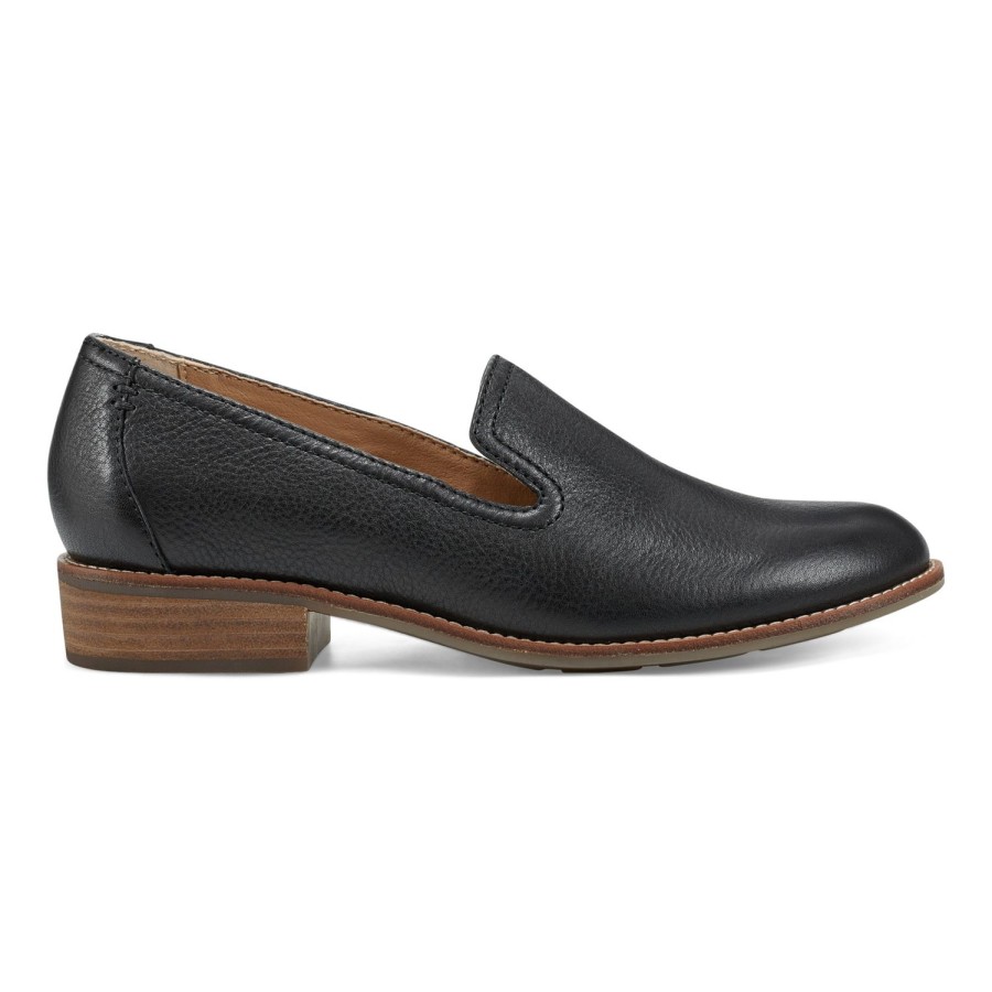 Casual Earth Shoes | Edna Round Toe Casual Slip-On Flat Loafers Black