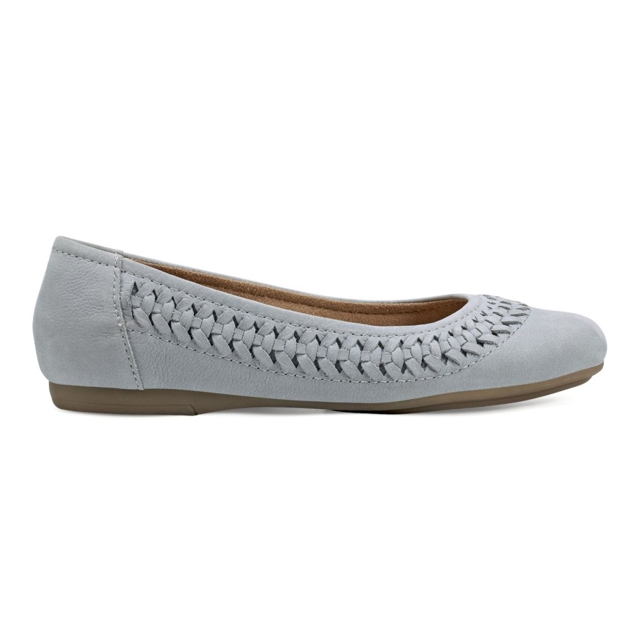 Casual Earth Shoes | Jett Woven Round Toe Slip-On Dress Flats Light Blue