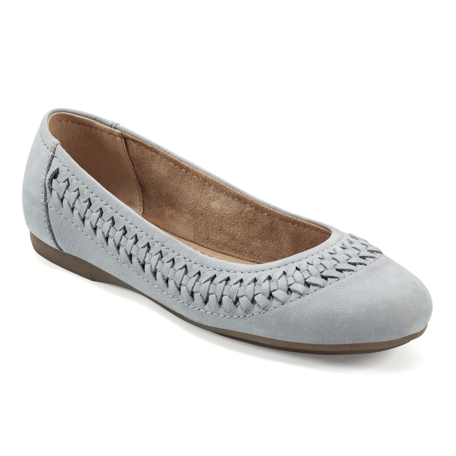 Casual Earth Shoes | Jett Woven Round Toe Slip-On Dress Flats Light Blue