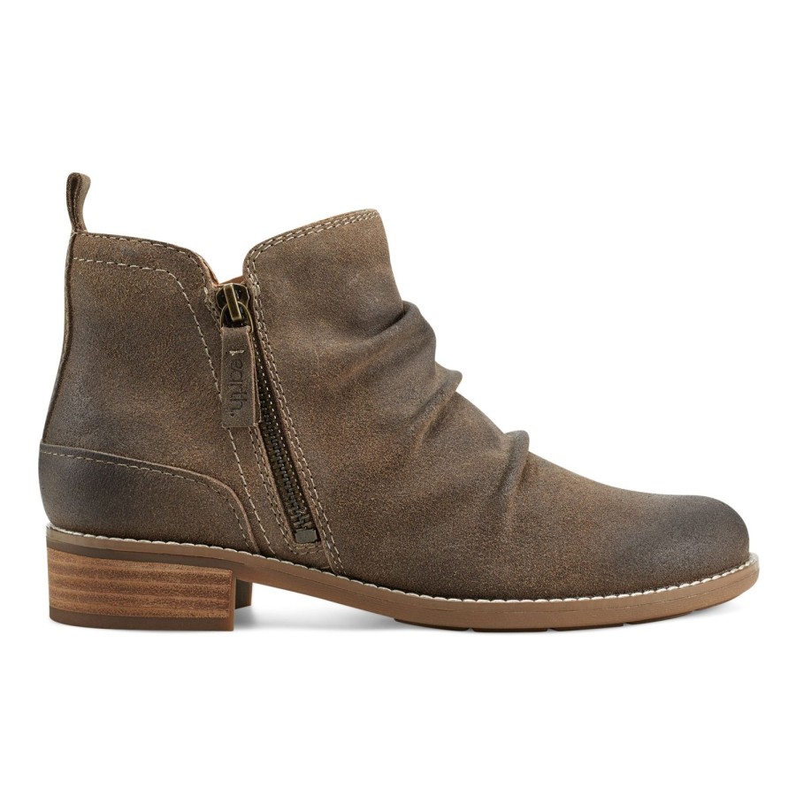 Boots & Booties Earth Shoes | Nadya Round Toe Casual Booties Dark Brown