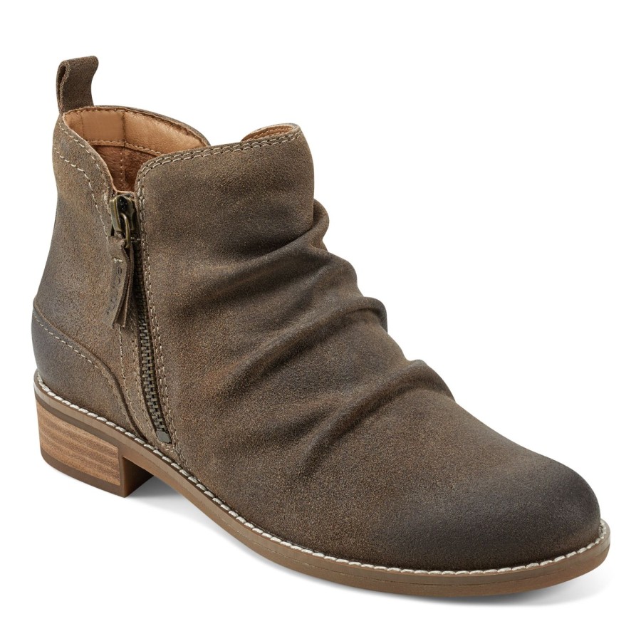 Boots & Booties Earth Shoes | Nadya Round Toe Casual Booties Dark Brown