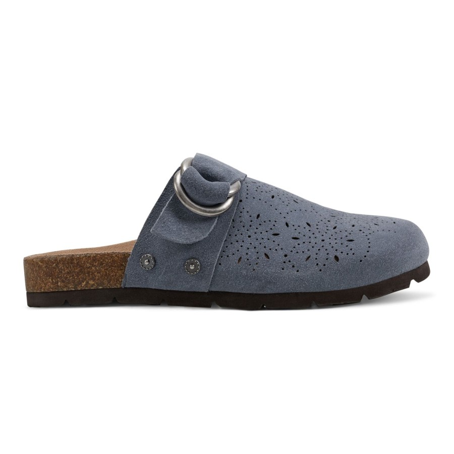 Casual Earth Shoes | Agoli Round Toe Casual Flat Slip-On Mules Medium Gray