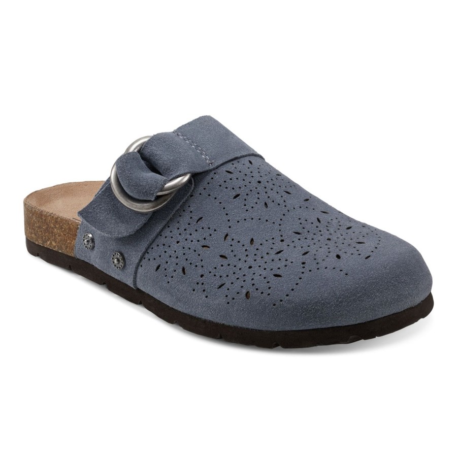 Casual Earth Shoes | Agoli Round Toe Casual Flat Slip-On Mules Medium Gray