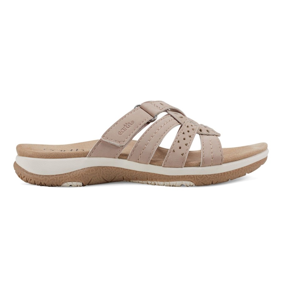 Casual Earth Shoes | Sassoni Strappy Casual Slip-On Flat Sandals Light Pink