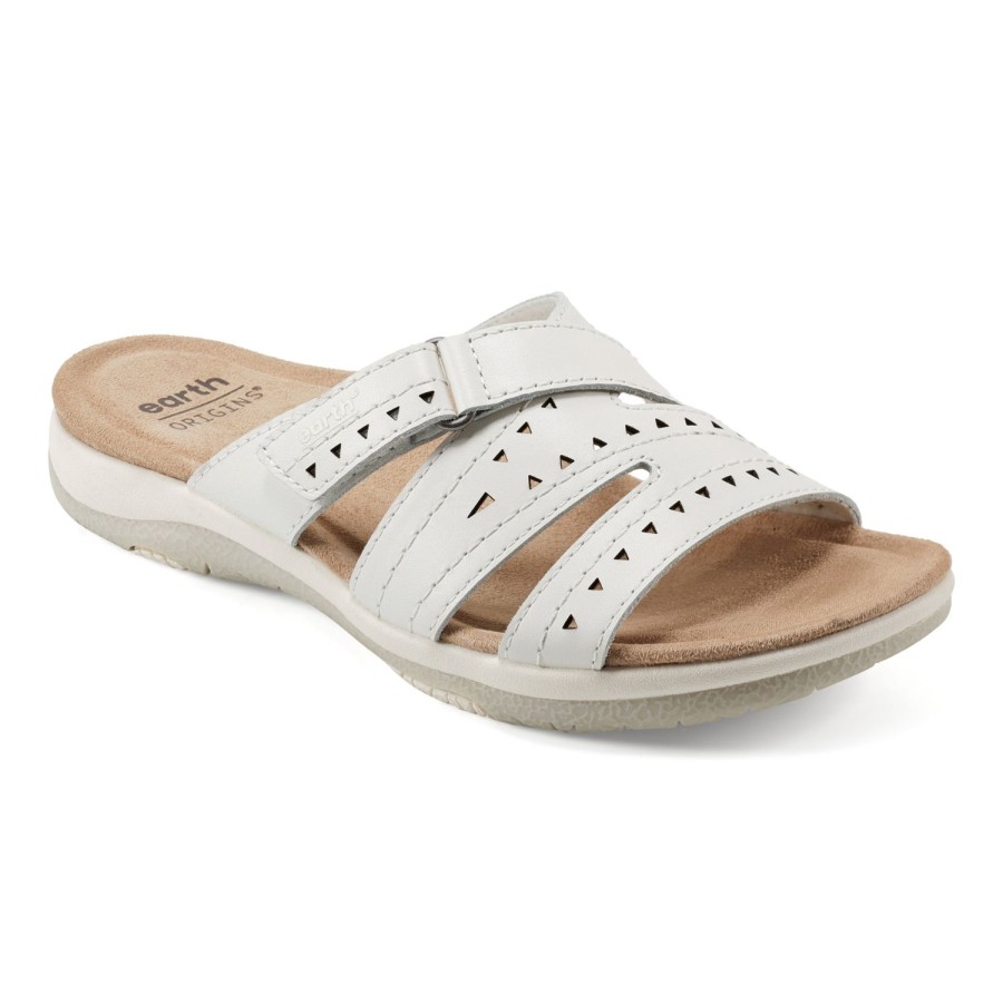 Casual Earth Shoes | Suella Strappy Casual Slip-On Flat Sandals Ivory