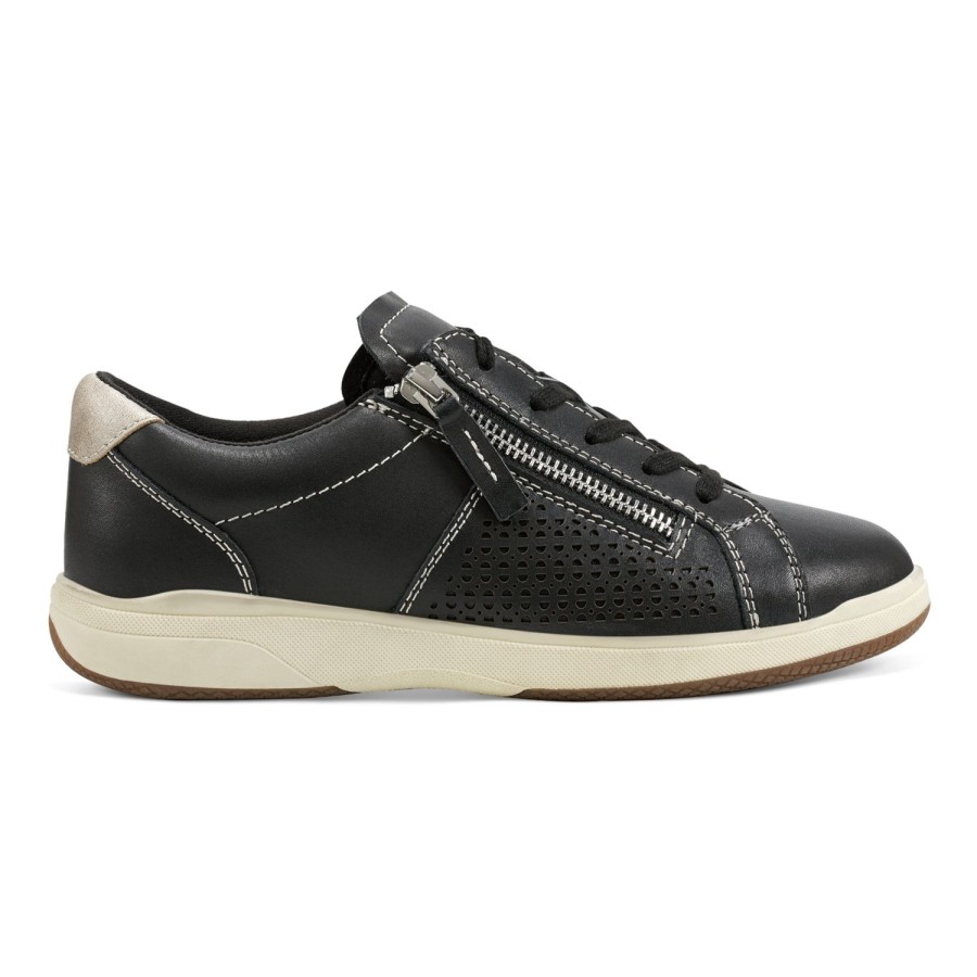 Casual Earth Shoes | Netta Round Toe Casual Lace-Up Sneakers Black