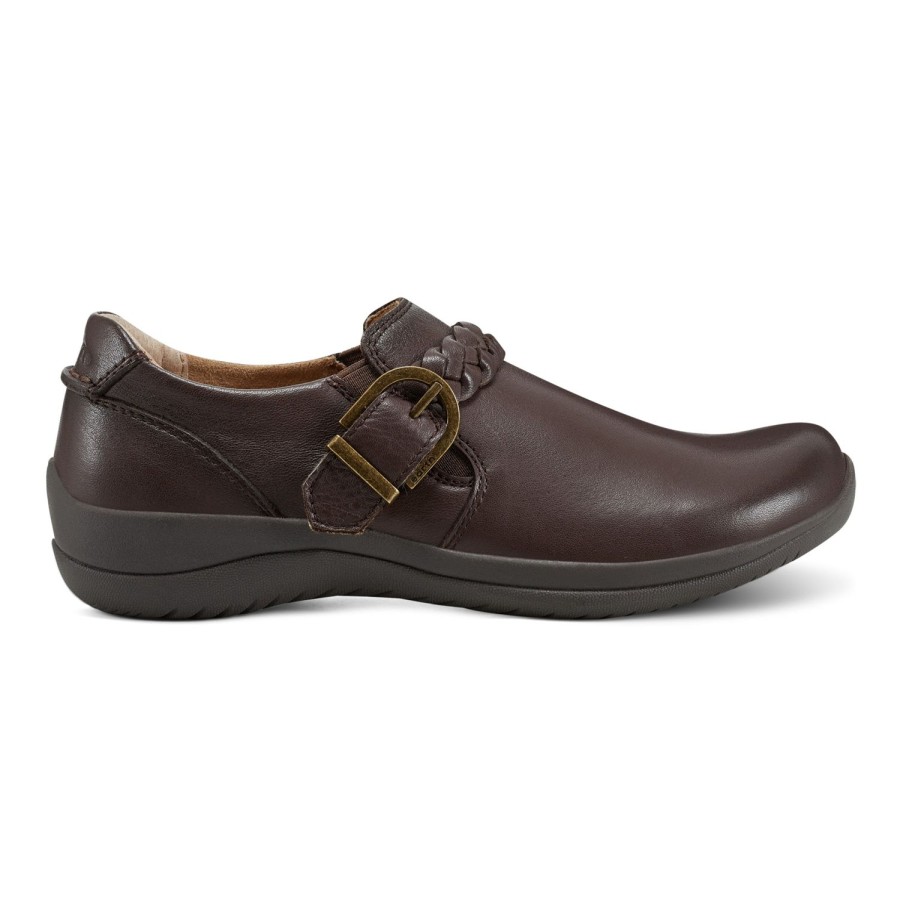 Casual Earth Shoes | Farage Round Toe Casual Slip-On Flats Dark Brown