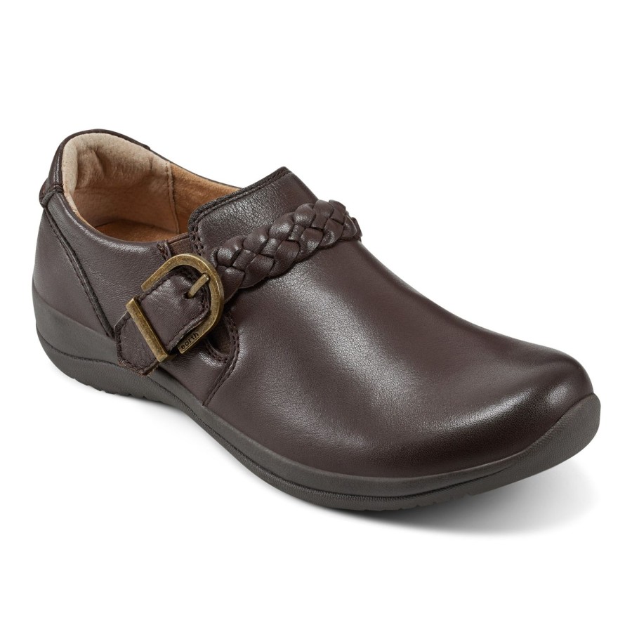 Casual Earth Shoes | Farage Round Toe Casual Slip-On Flats Dark Brown