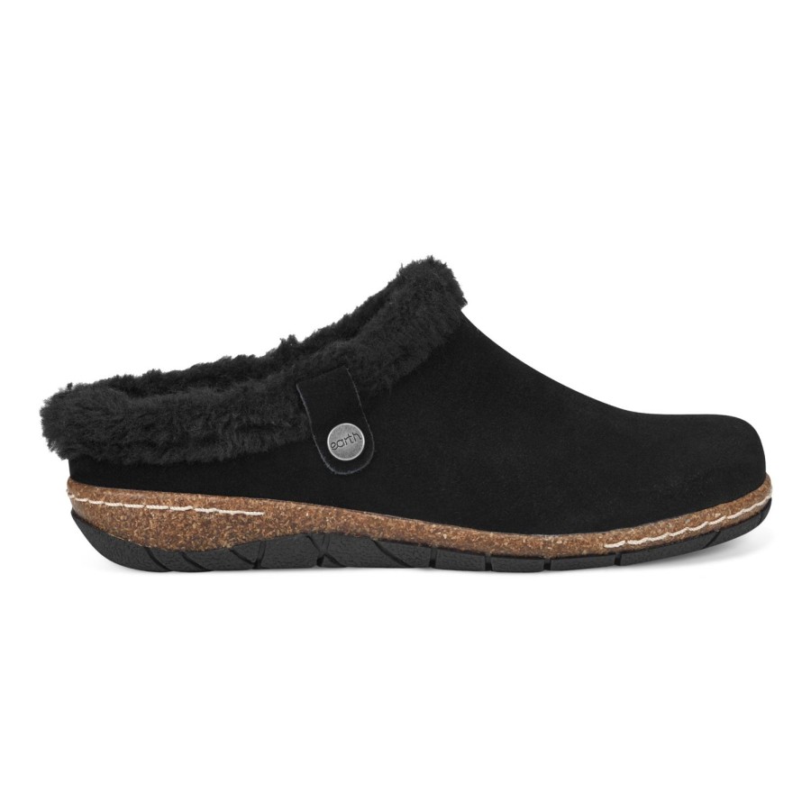 Boots & Booties Earth Shoes | Elena Cold Weather Round Toe Casual Slip-On Clogs Black