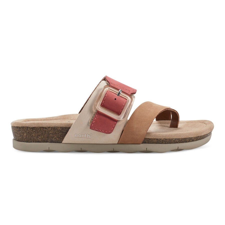 Casual Earth Shoes | Emilia Strappy Casual Slip-On Flat Sandals Light Natural