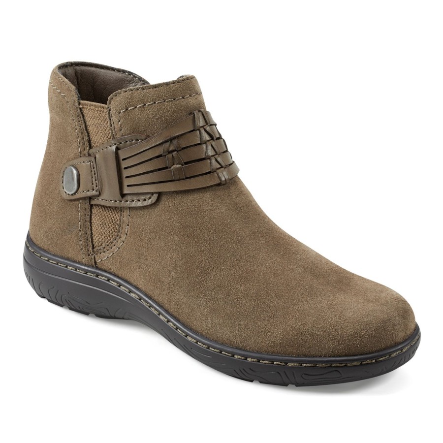 Boots & Booties Earth Shoes | Synal Flat Casual Booties Dark Green