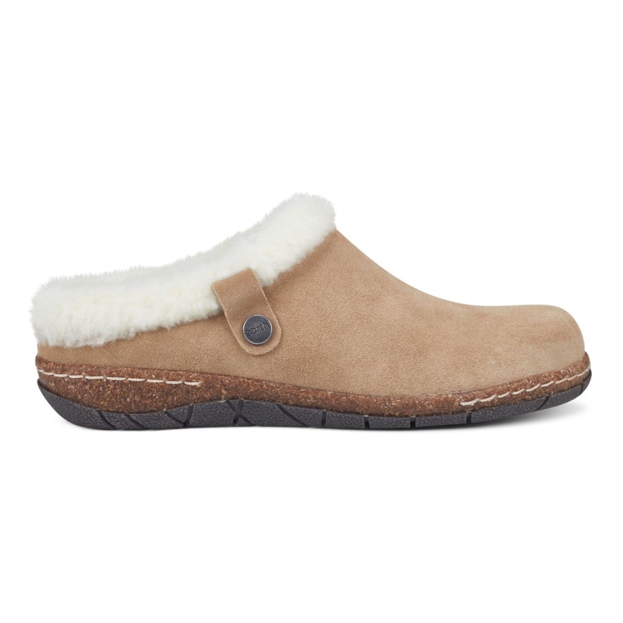 Casual Earth Shoes | Elena Cold Weather Round Toe Casual Slip-On Clogs Medium Natural