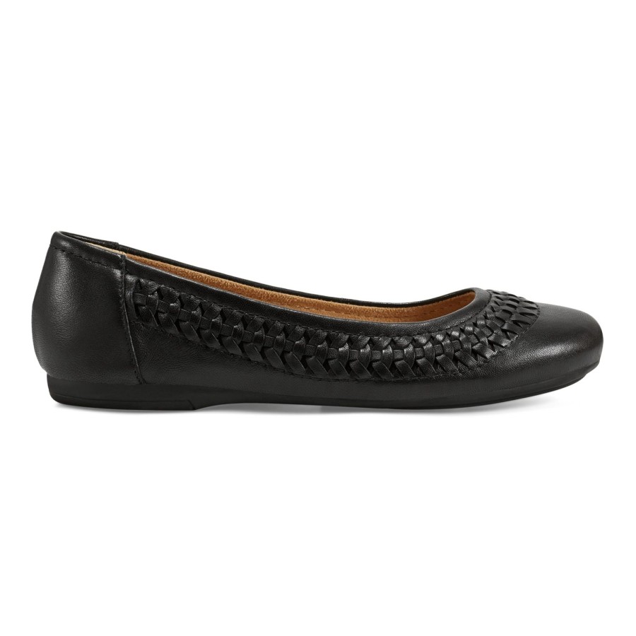 Casual Earth Shoes | Jett Woven Round Toe Slip-On Dress Flats Black