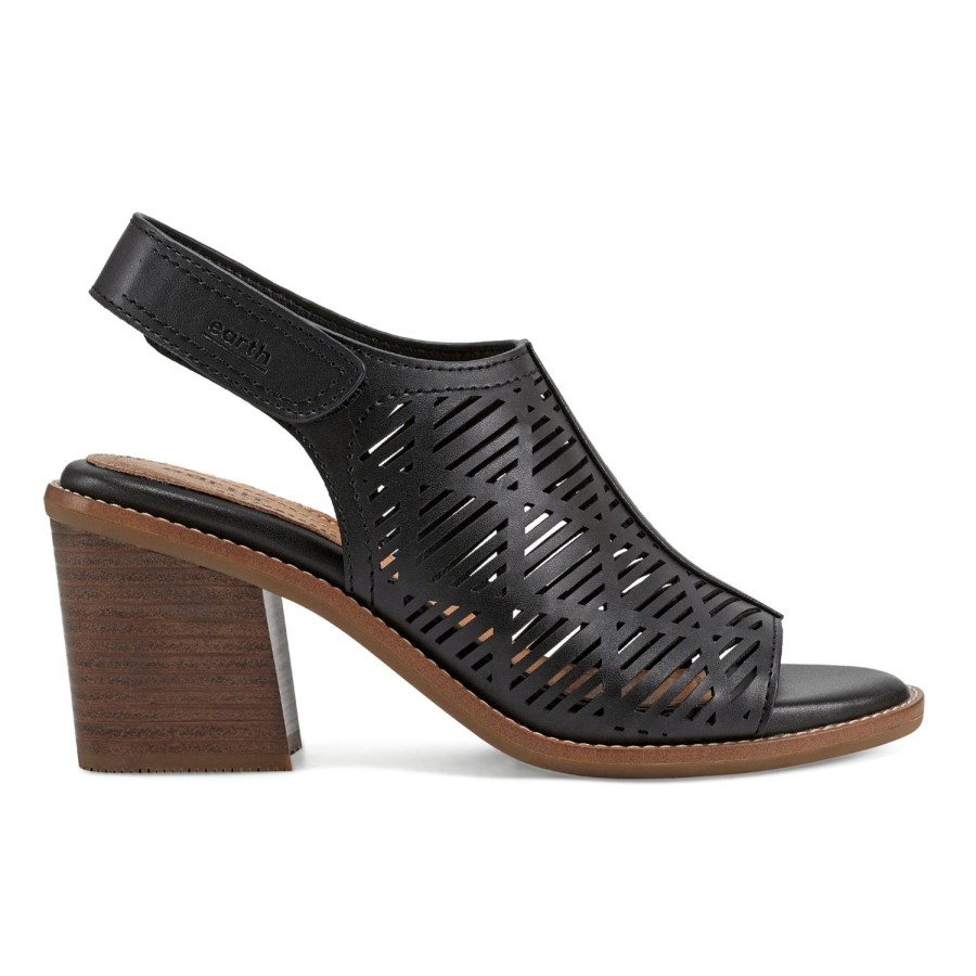 Casual Earth Shoes | Aurara Stacked Block Heel Dress Sandals Black