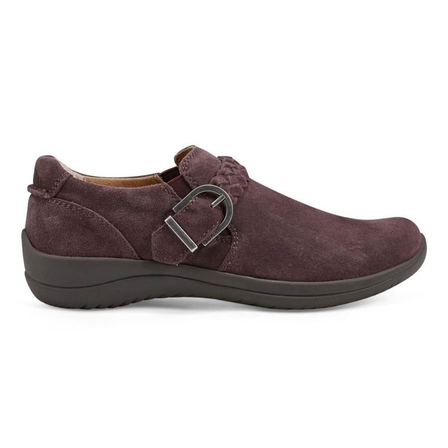 Casual Earth Shoes | Farage Round Toe Casual Slip-On Flats Dark Red