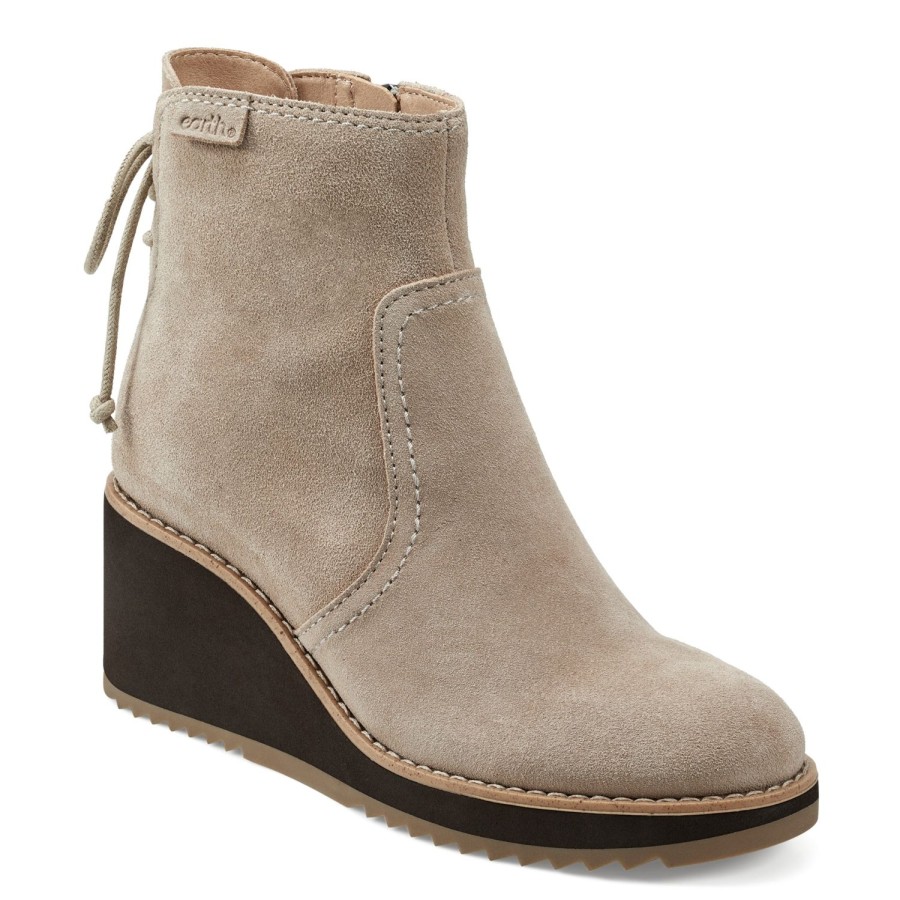 Boots & Booties Earth Shoes | Calia Round Toe Casual Wedge Ankle Booties Taupe