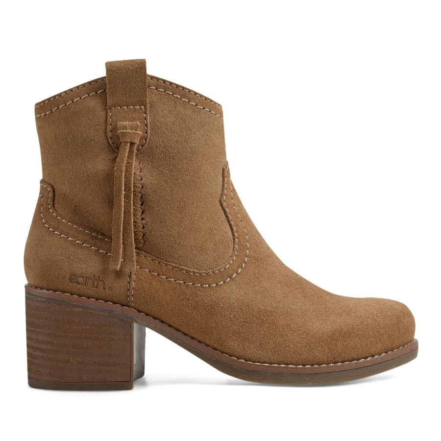 Boots & Booties Earth Shoes | Irene Round Toe Block Heel Casual Booties Medium Natural