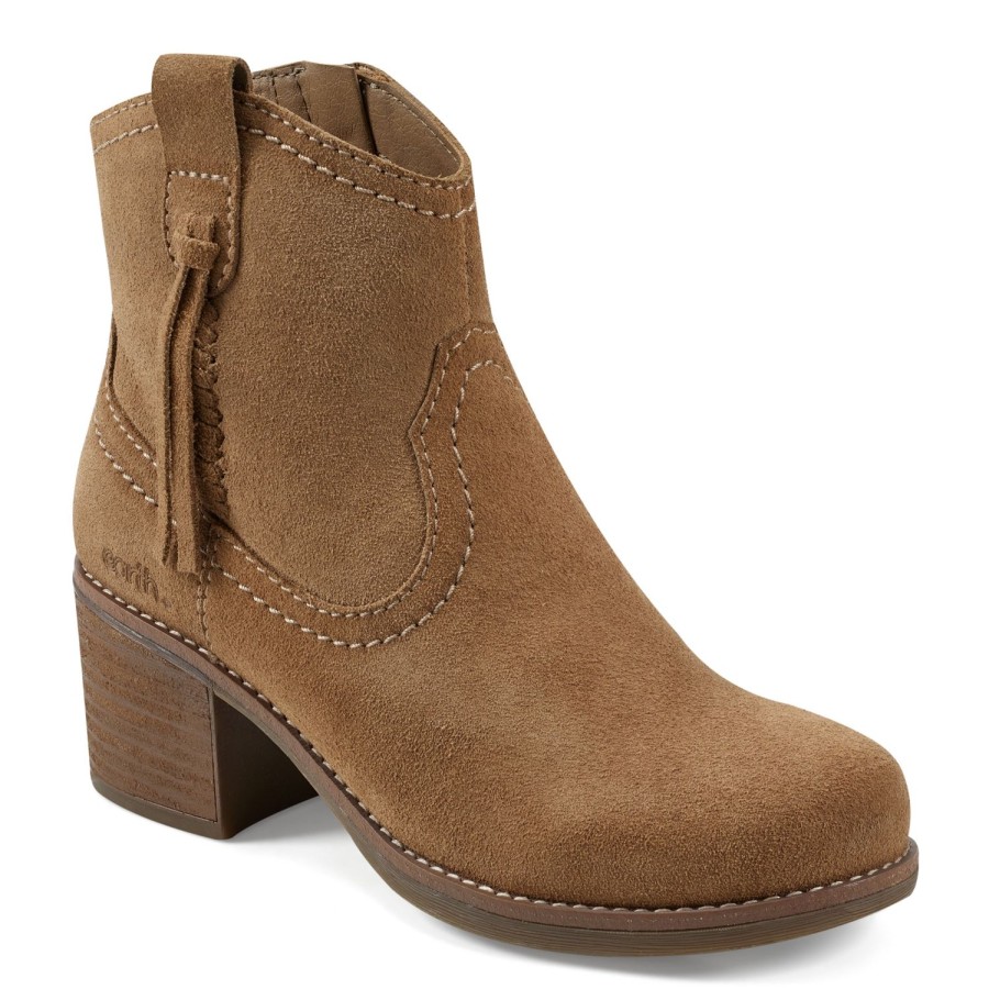 Boots & Booties Earth Shoes | Irene Round Toe Block Heel Casual Booties Medium Natural