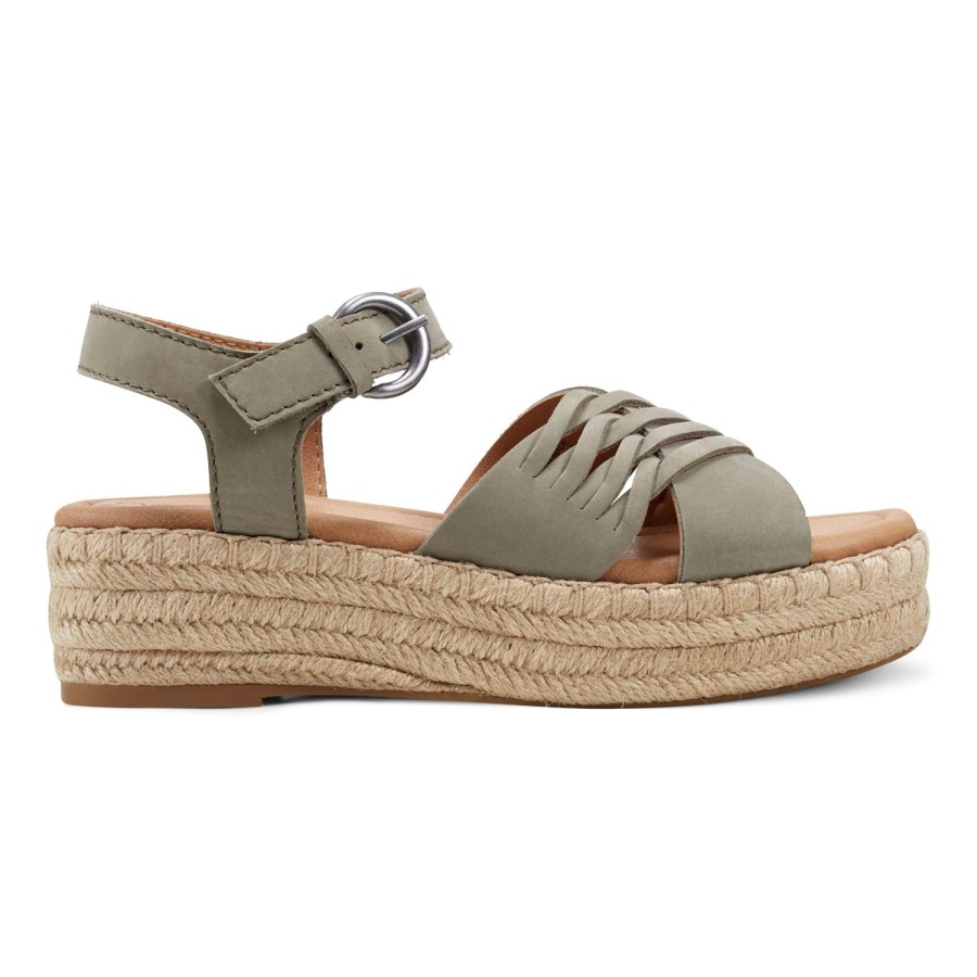 Casual Earth Shoes | Hilda Open-Toe Casual Platform Espadrilles Dark Green