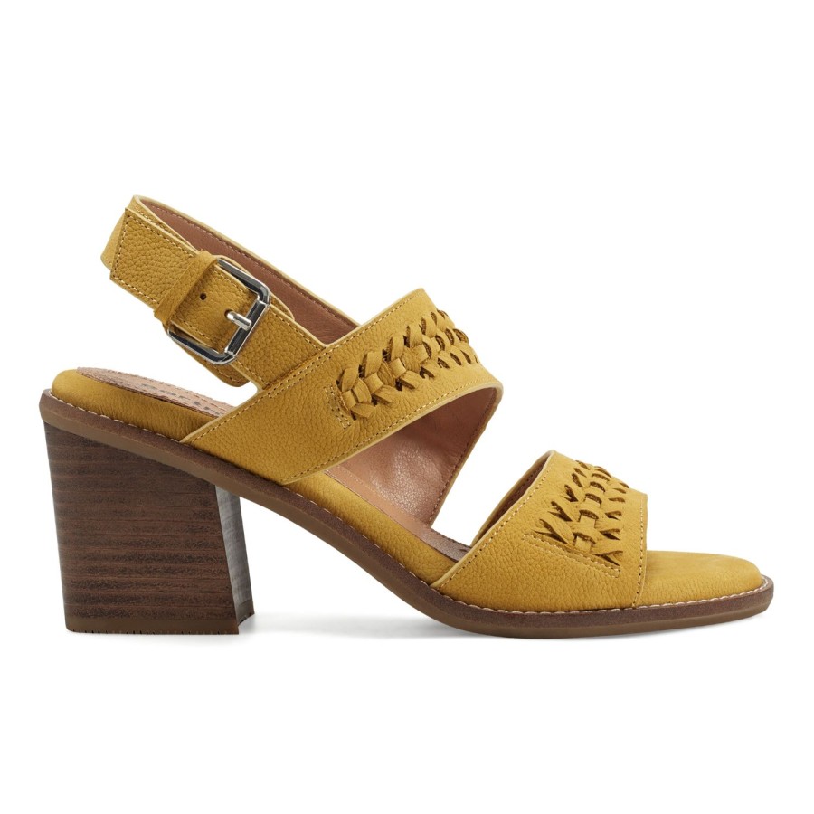 Casual Earth Shoes | Anty Round Toe Stacked Heel Dress Sandals Yellow