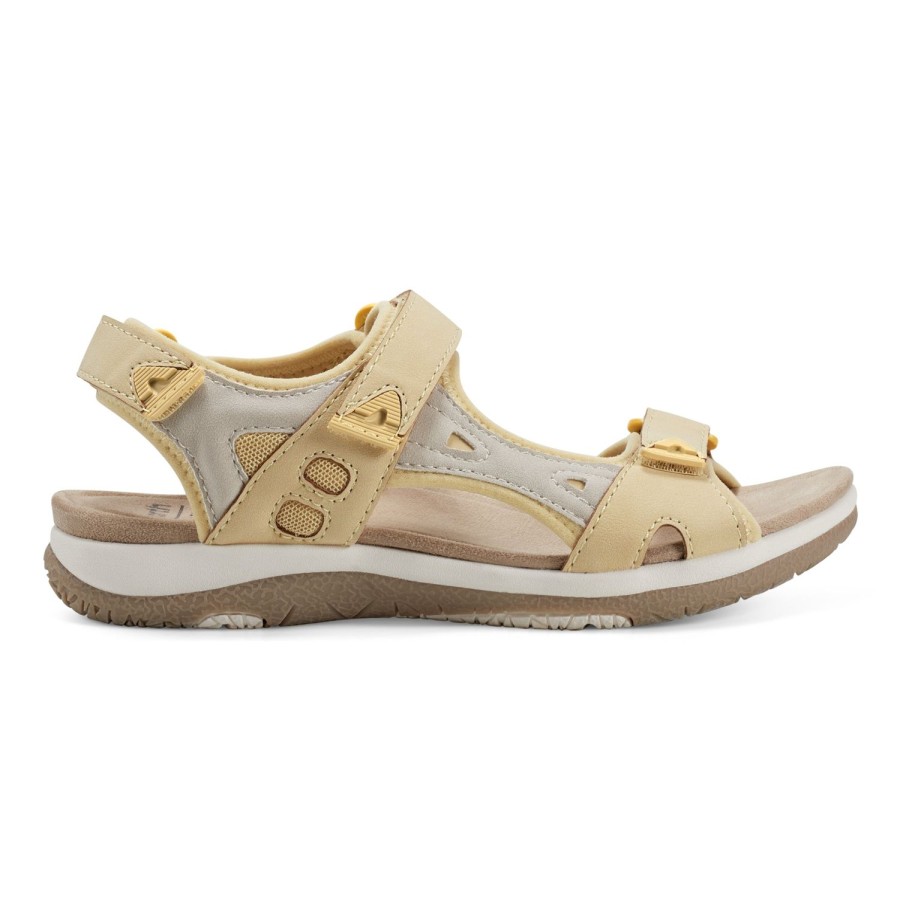 Casual Earth Shoes | Skylar Round Toe Lightweight Casual Flat Sandals Yellow