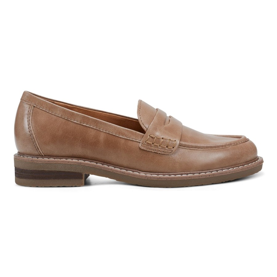 Casual Earth Shoes | Javas Round Toe Casual Slip-On Penny Loafers Alpaca Brown