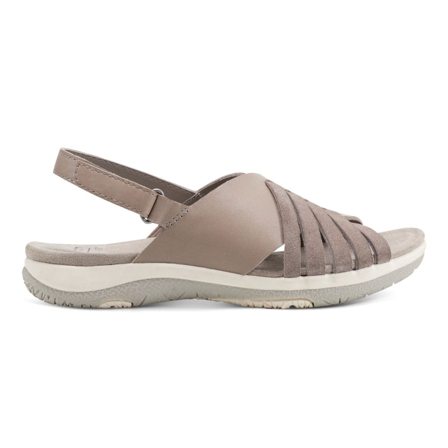 Casual Earth Shoes | Suzie Lightweight Woven Casual Flat Sandals Taupe