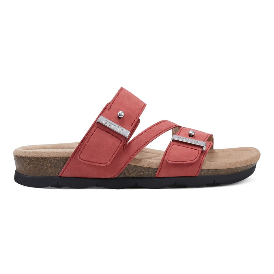 Casual Earth Shoes | Effa Strappy Casual Flat Slip-On Sandals Medium Pink