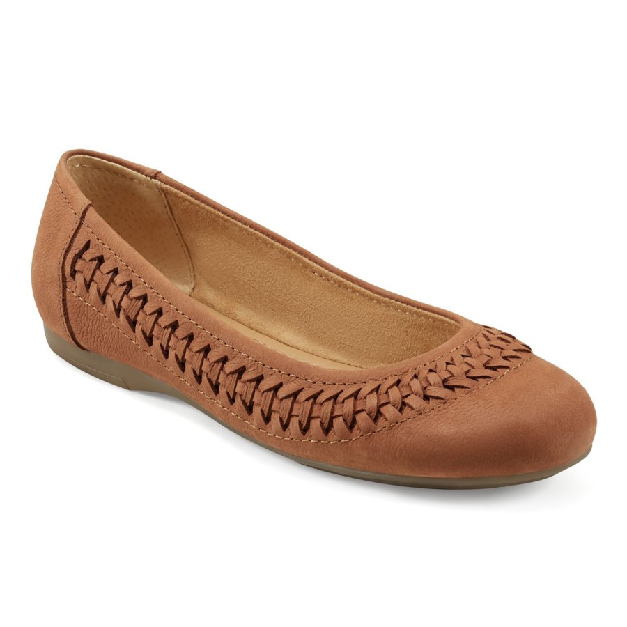 Casual Earth Shoes | Jett Woven Round Toe Slip-On Dress Flats Dark Natural