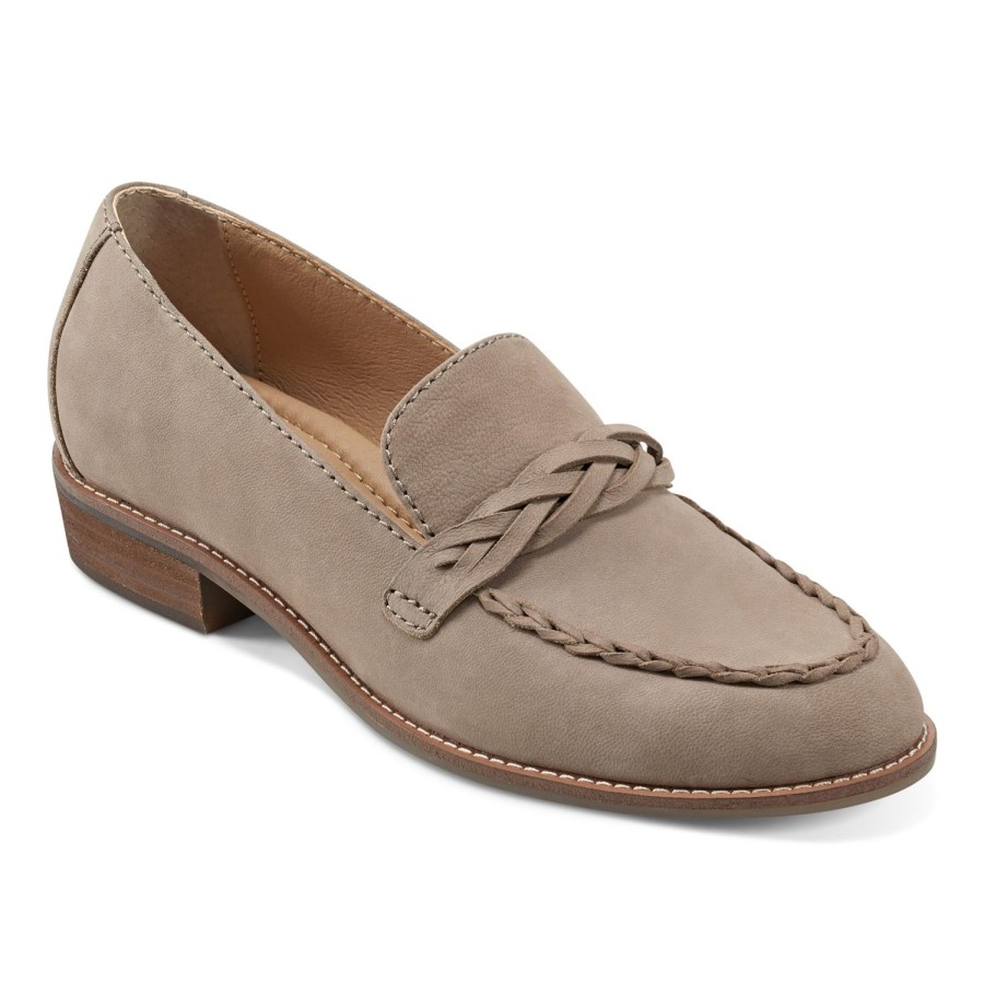 Casual Earth Shoes | Edie Stacked Heel Casual Slip-On Loafers Taupe